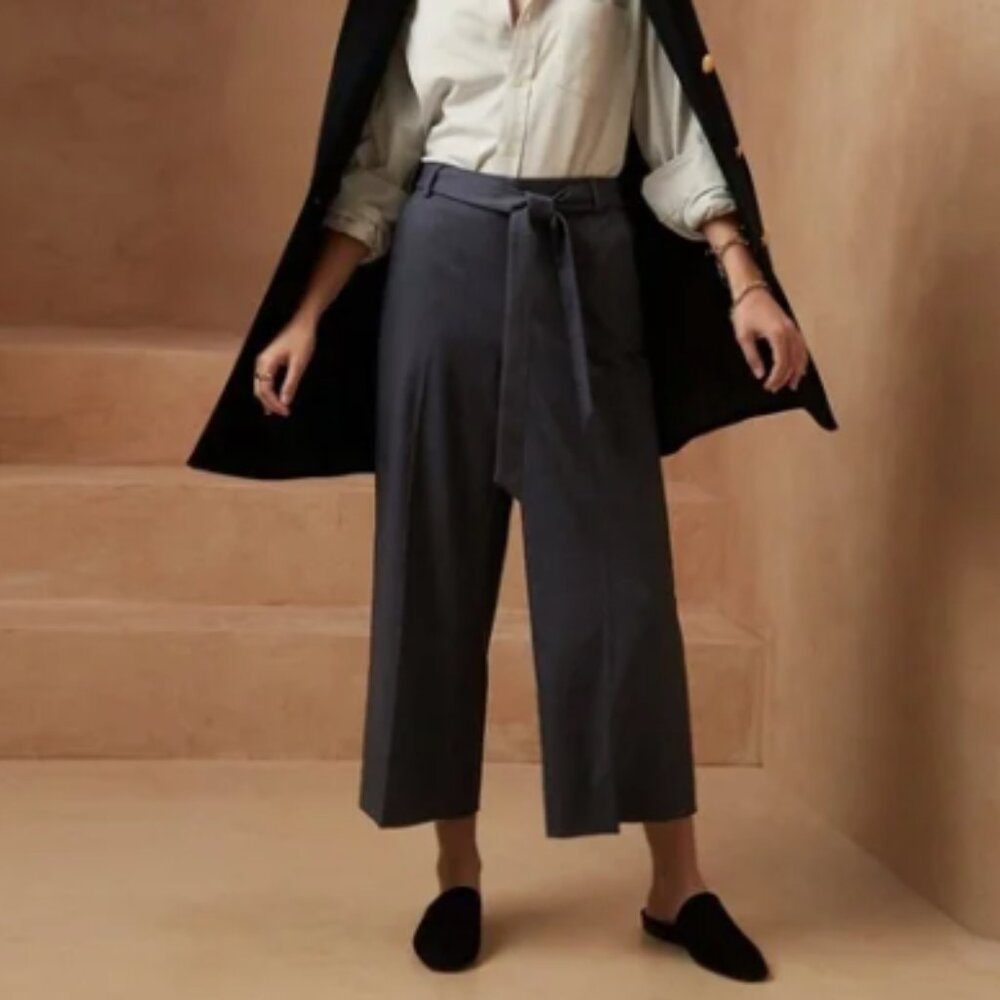 Banana Republic Rowan Dark Denim Twill Wide-Leg Trousers‎ Navy
